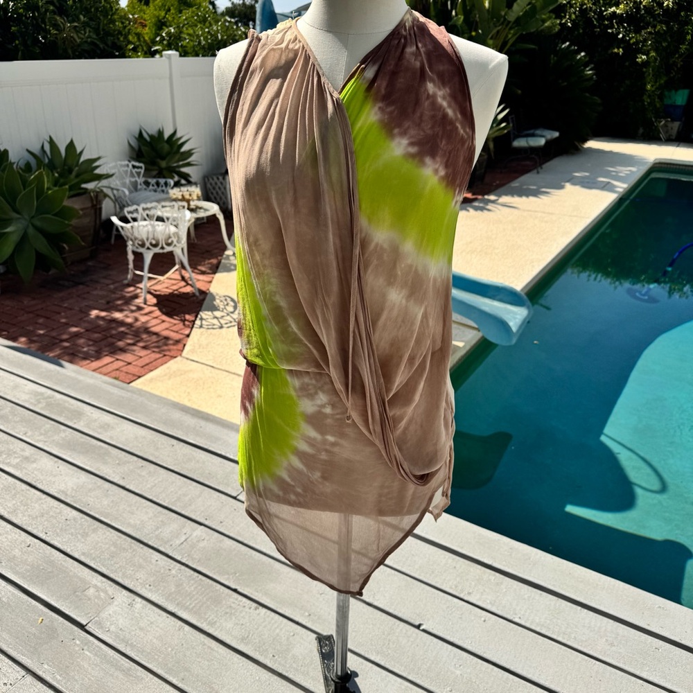 Young Fabulous & Broke Asymmetrical Tie-Dye Dress in Brown and Green - Picture 9 of 9